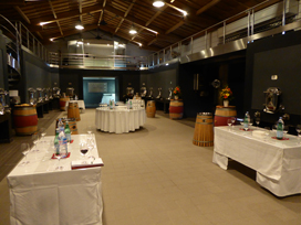 Tasting in the vat cellar at Evangile